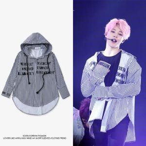 BTS Jimin Striped Shirt + Hood